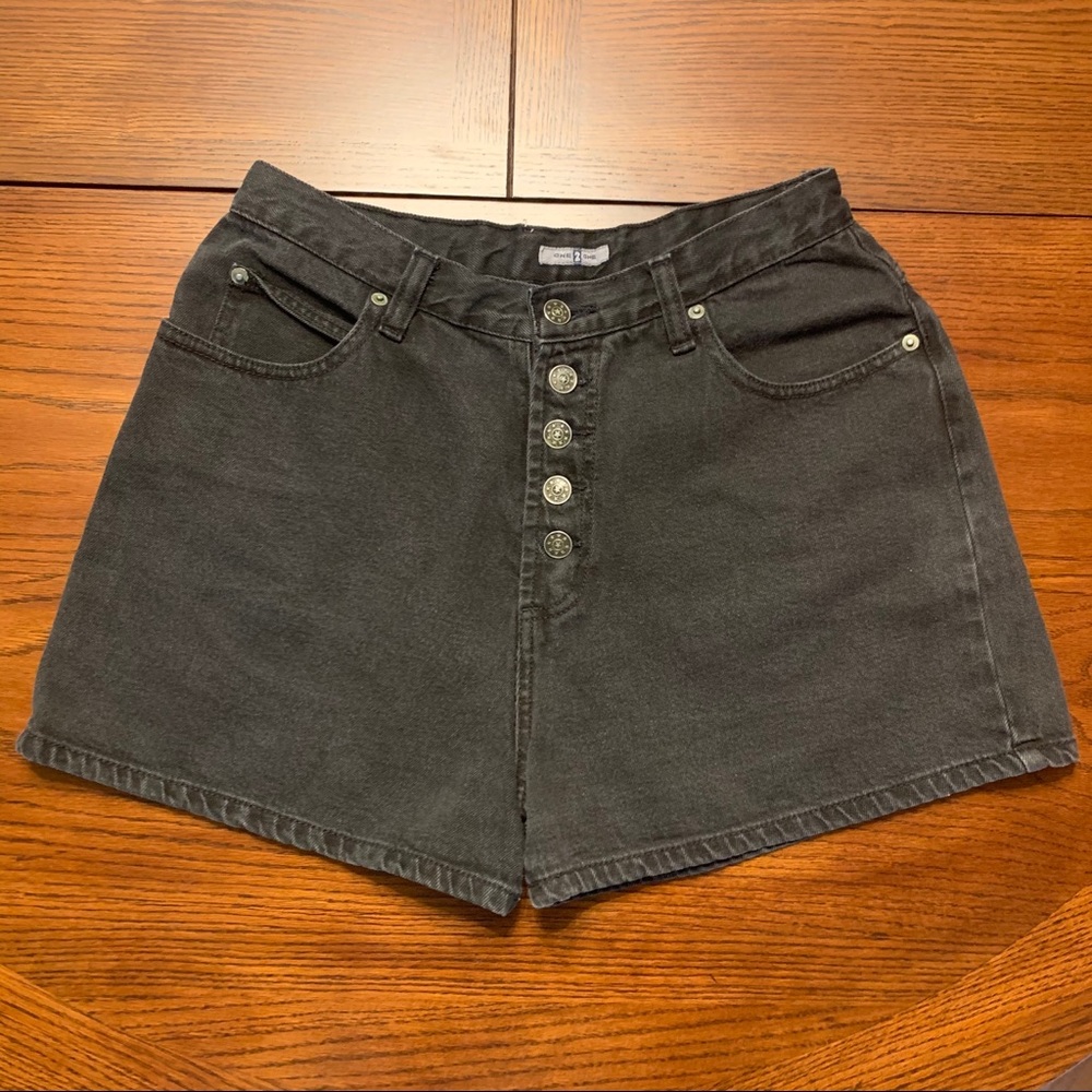 Vintage black jean shorts with button fly
